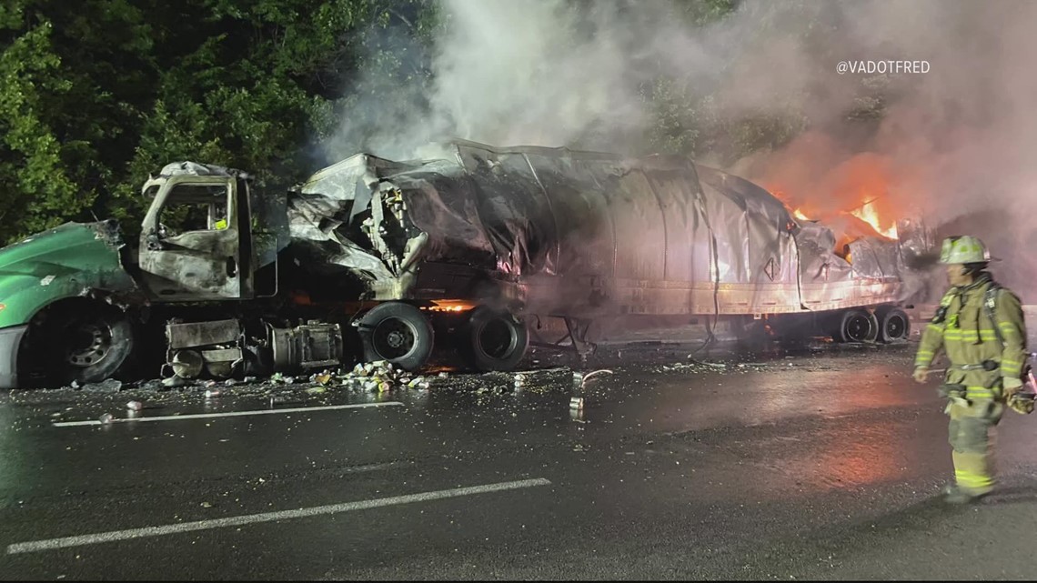 Delay on I-95 Southbound after a tractor-trailer got caught on fire, Triple-A warns travelers about heavy traffic