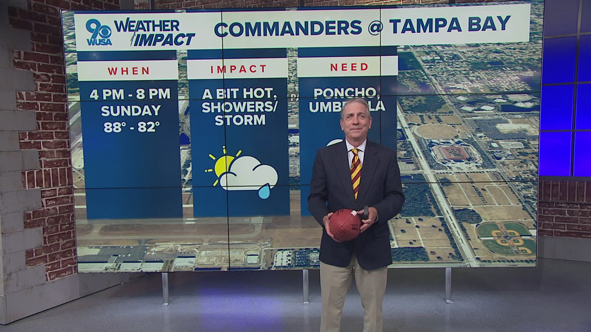 WUSA9 meteorologist Topper Shutt tracked what the weather will look like Sunday afternoon in Tampa ahead of the Commanders game.