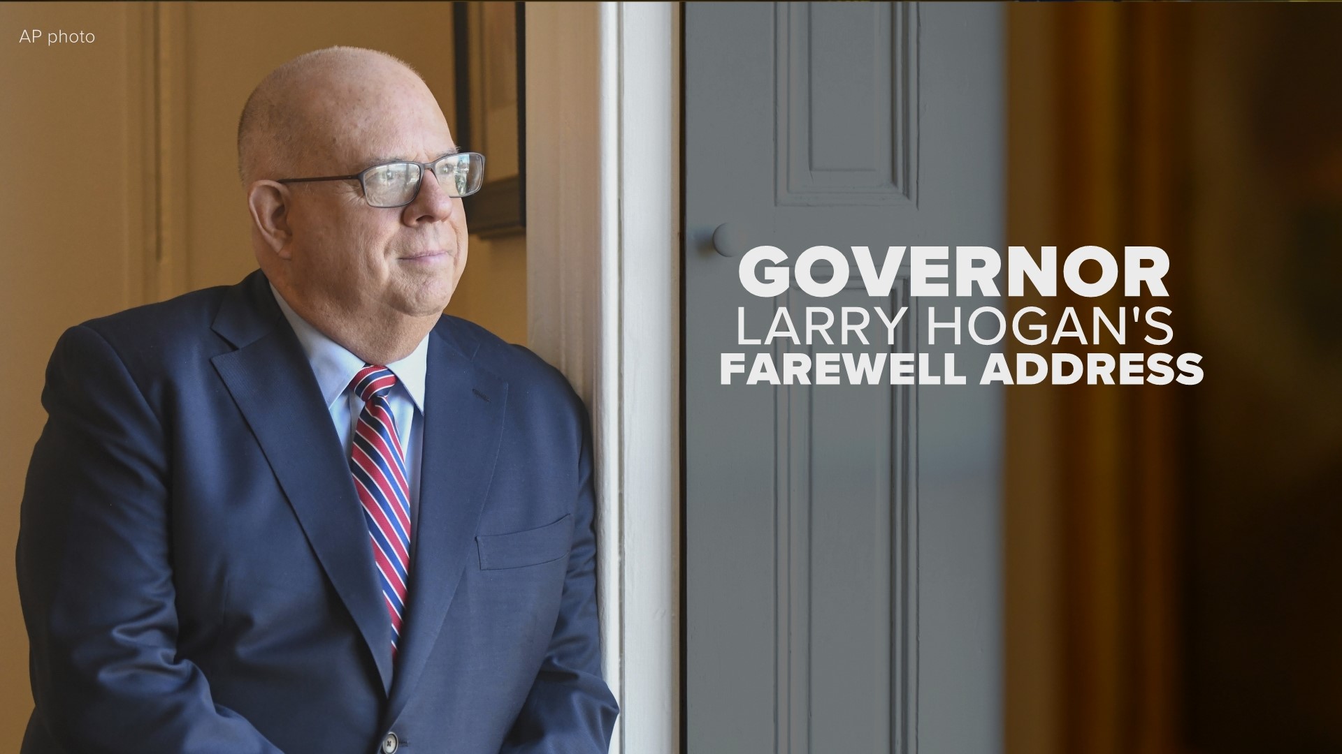 Maryland Governor Larry Hogan gives his farewell address after 8 years in office.