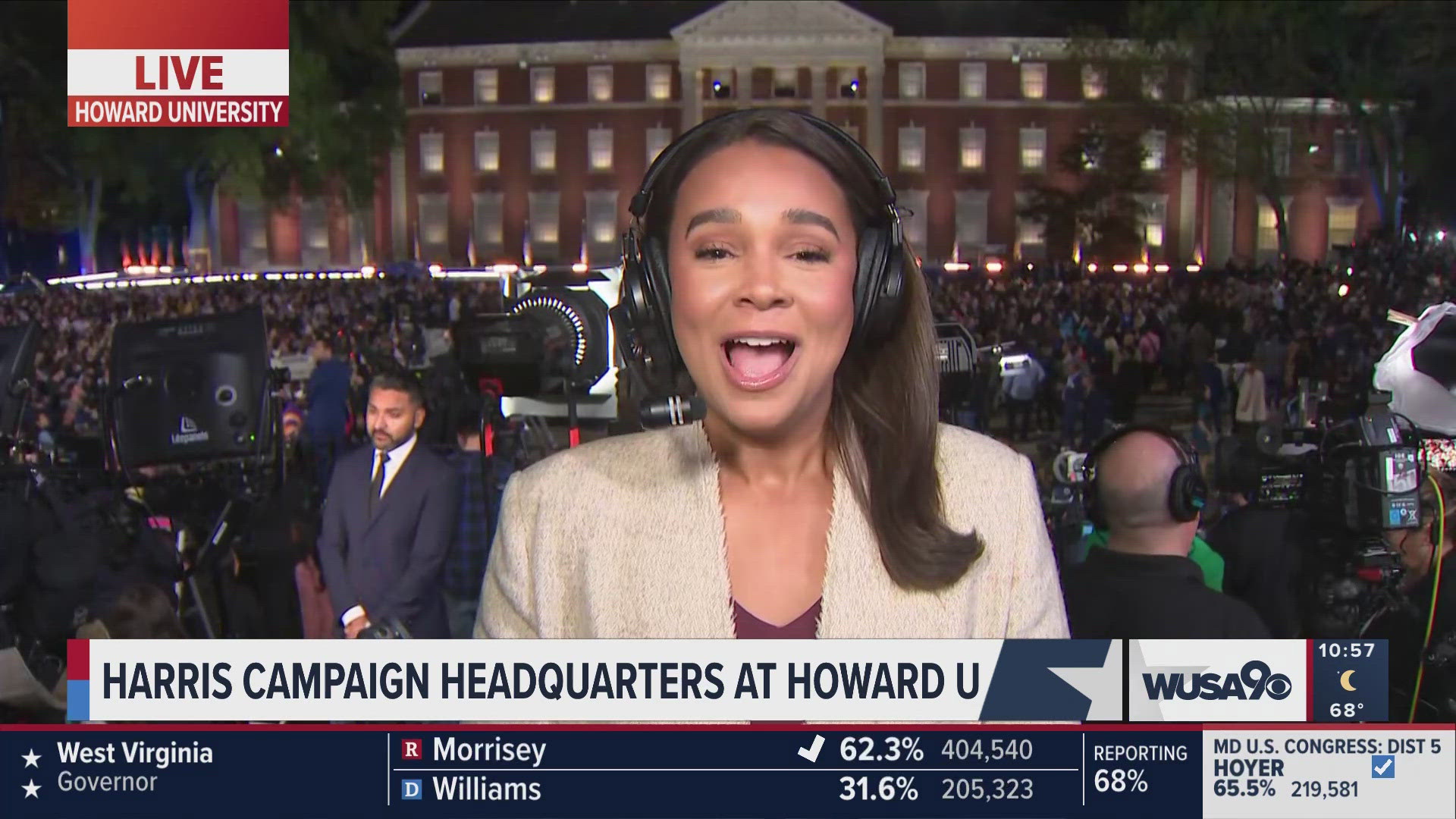 Harris' supporters erupted as she is the projected winner in DC and Maryland.