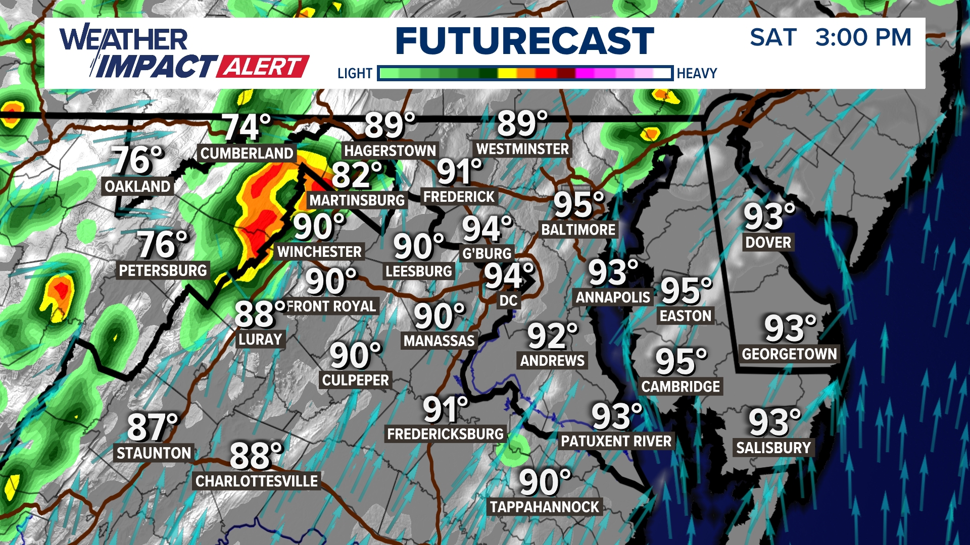 Showers and storms in DC Saturday with heavy rain and strong wind ...