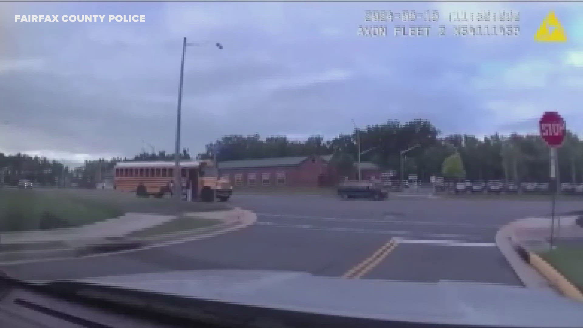 Two cars blew right by a school bus, which did have its stop arm activated, near the intersection of Stonecroft Boulevard and Lakeside Crossing in Sully.