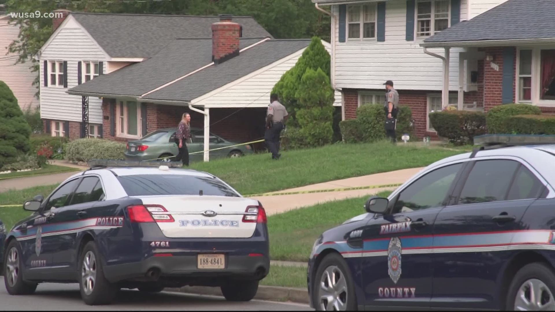 Fairfax County Police shot a woman in the stomach on Gosport Lane in Springfield yesterday after police say she ran at officers while holding a large knife.