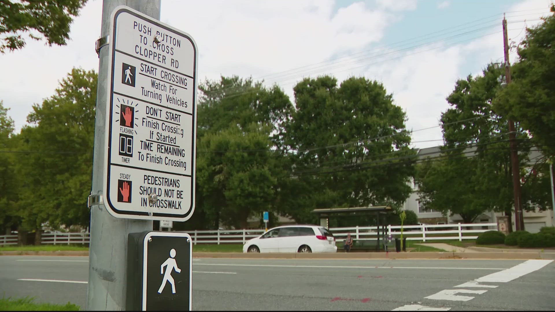 Three seconds of walk time were added to a crosswalk on Clopper Road, according to transportation officials.