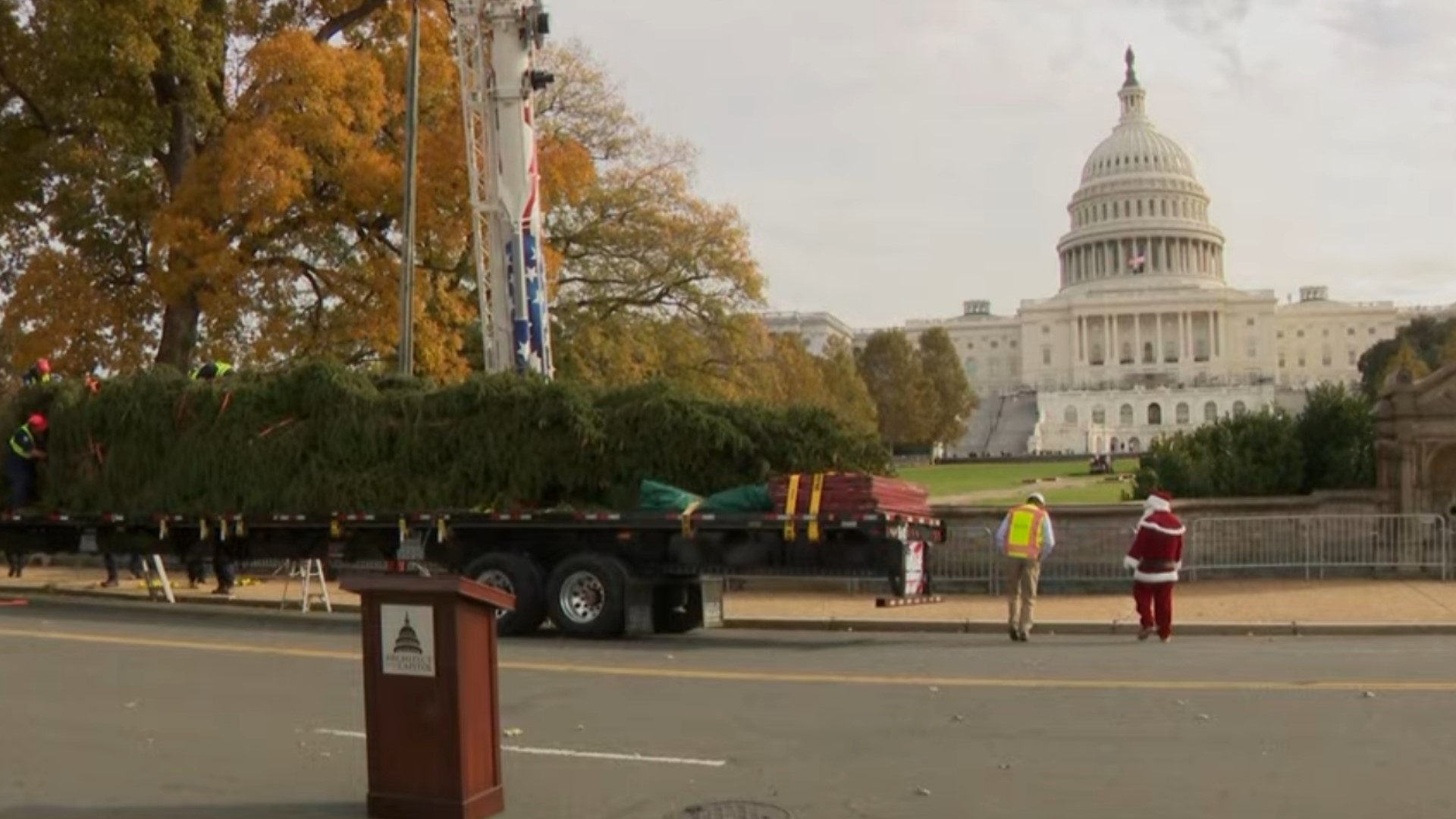 The U.S. Capitol Christmas Tree will arrive at the West Front of the U.S. Capitol along First Street, NW.