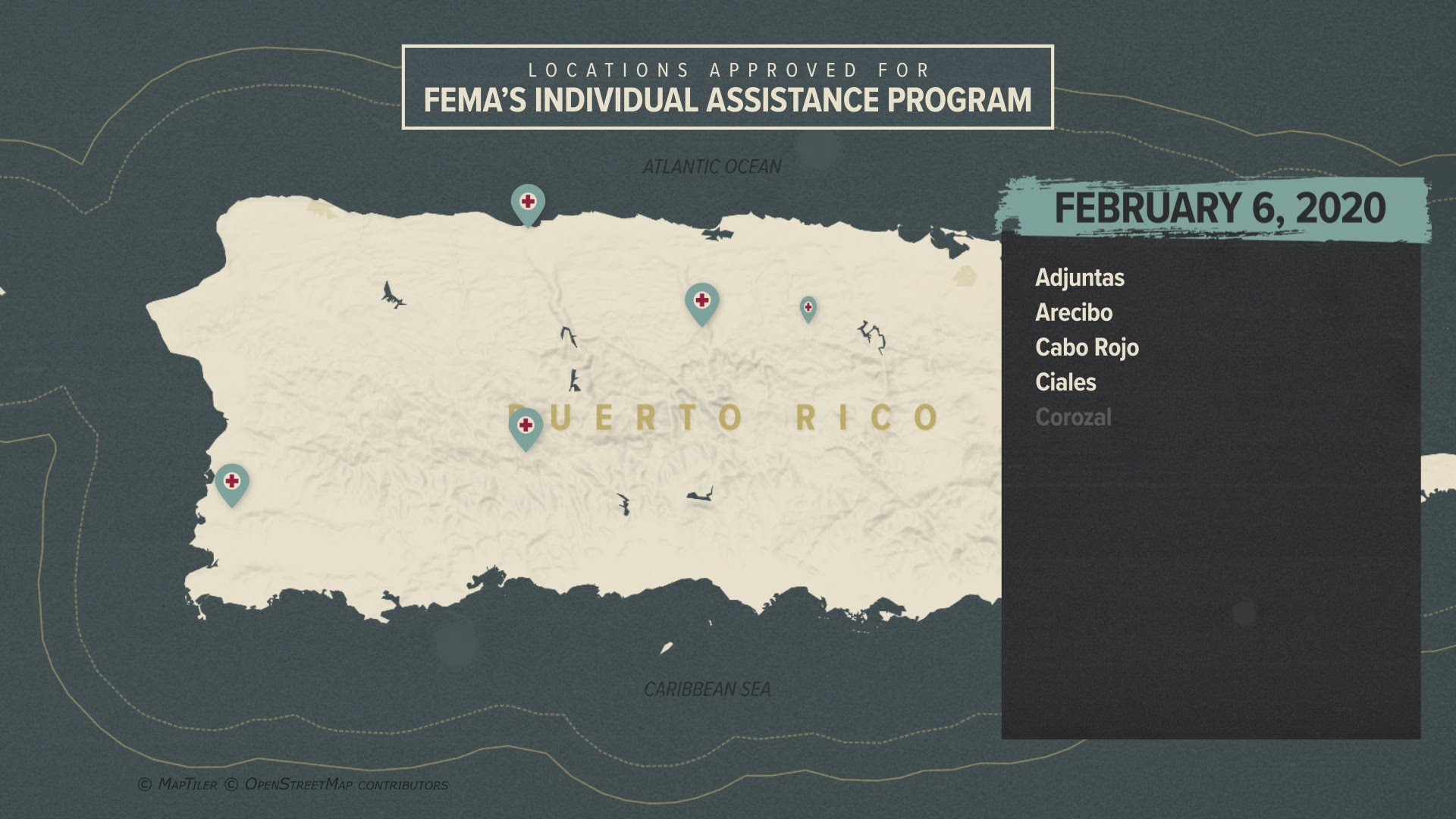 A map of the locations of all approved FEMA programs.