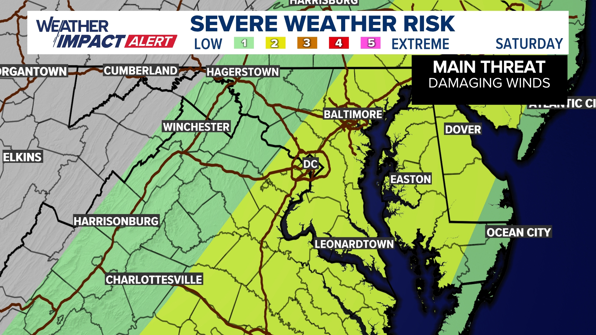 Showers and storms in DC Saturday with heavy rain and strong wind ...