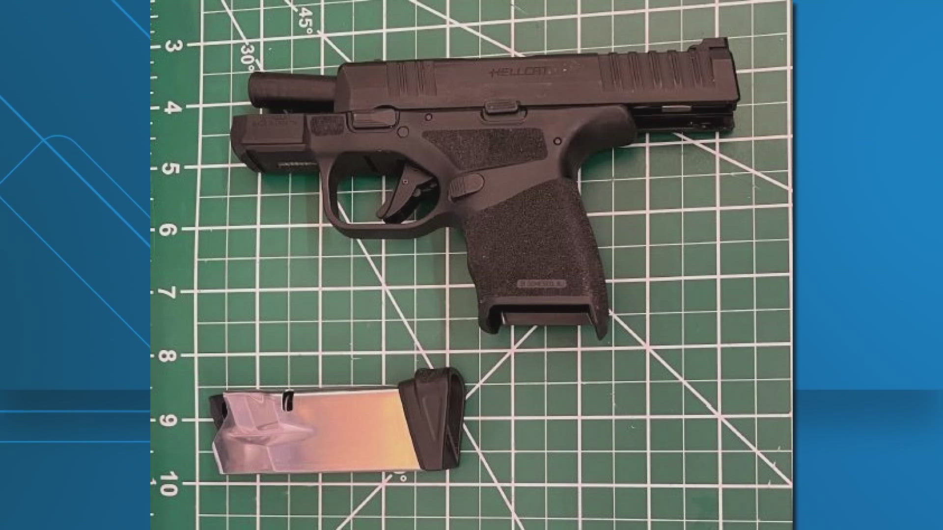 The 9mm handgun was found loaded with nine bullets.