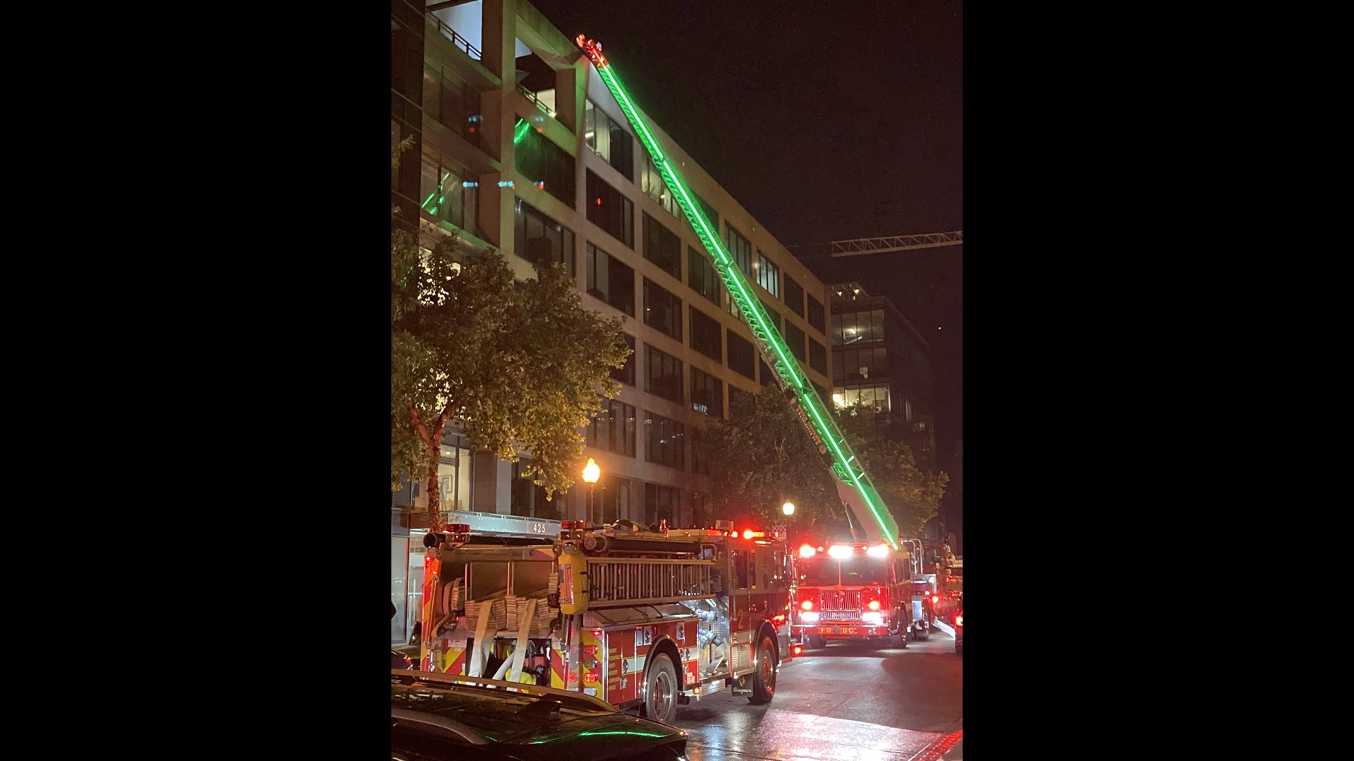 Sparks could be seen coming from the roof.