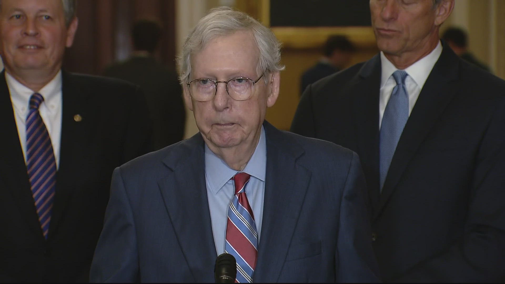 Senate Minority Leader Mitch McConnell suddenly stopped speaking during his weekly press conference.