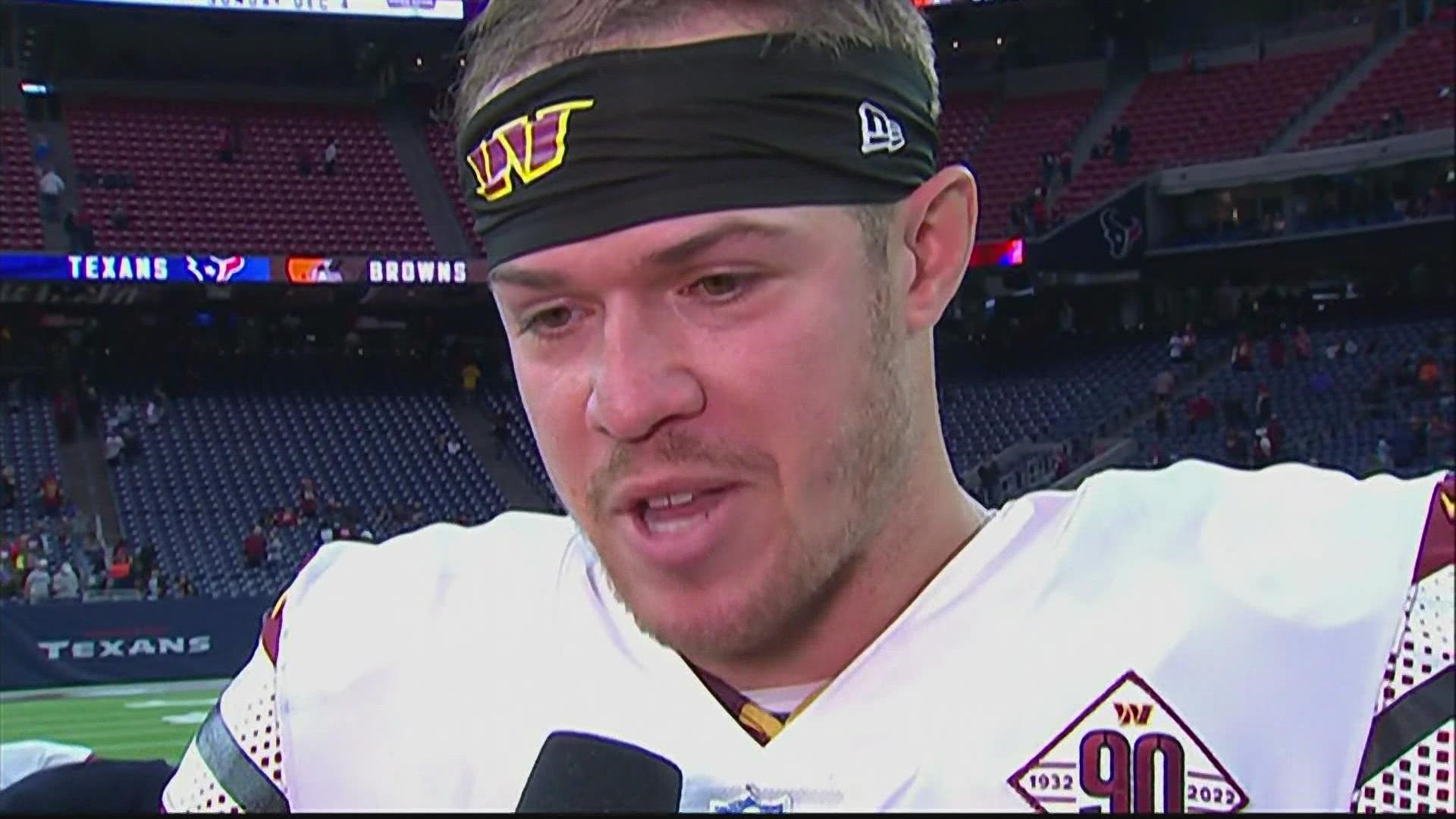 Taylor Heinicke gets emotional after learning he'll be the starting QB for the Commanders