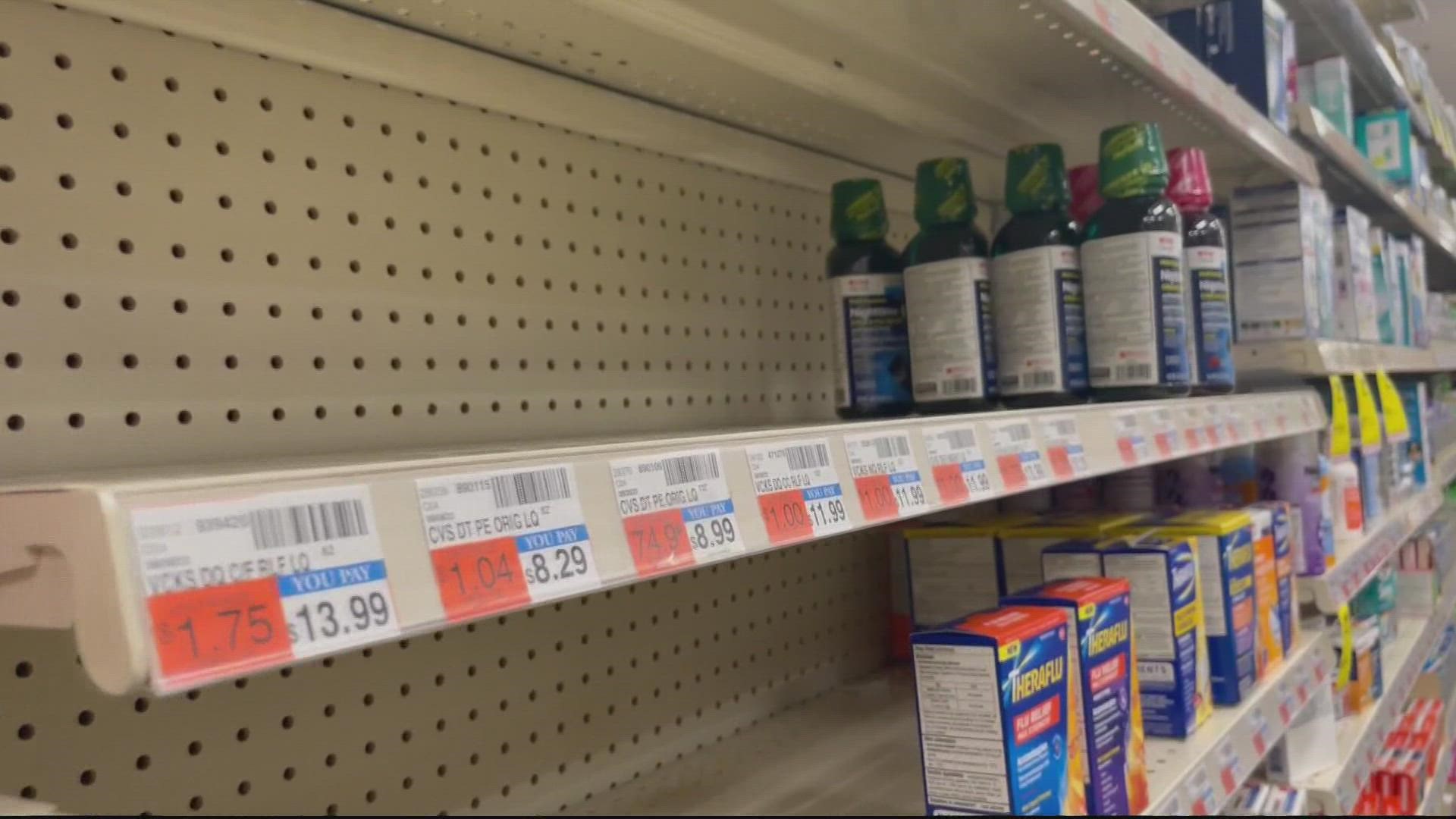 Parents are seeing empty shelves when looking for medicine for their children.