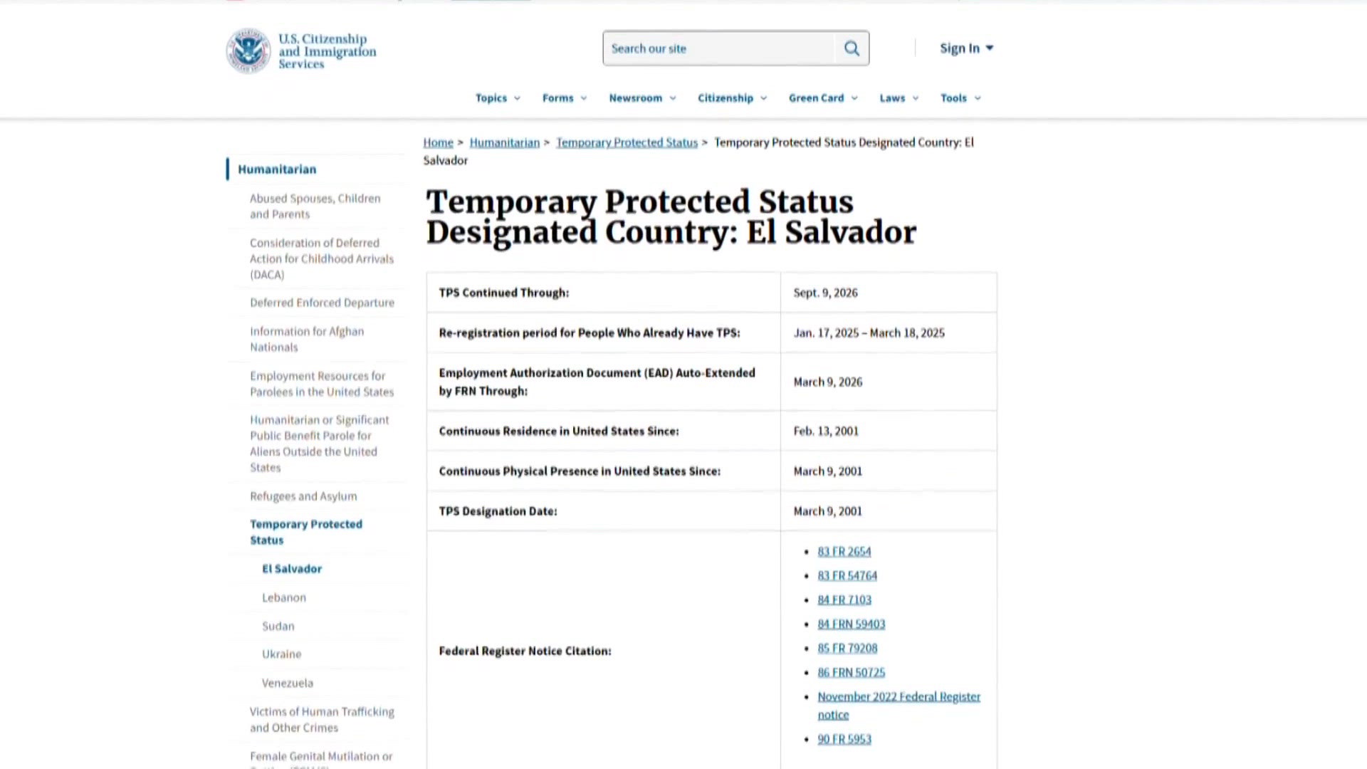 Salvadorans can continue to work in the area, says U.S. Citizenship and ...