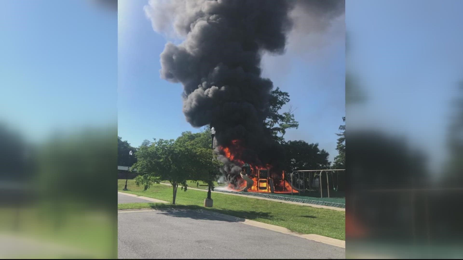 The fire caused $75,000 worth of damages to the playground.