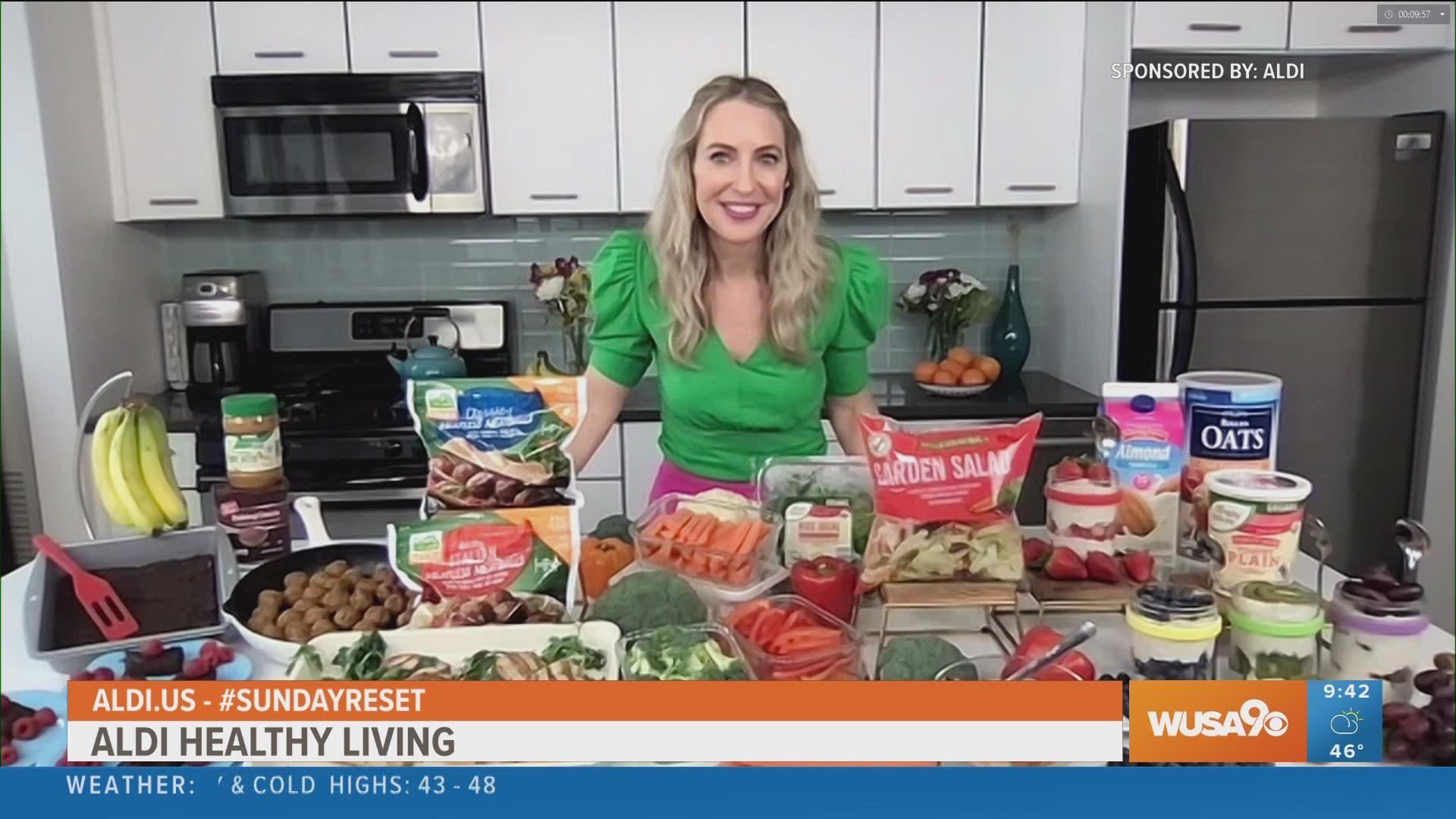 Sponsored by ALDI. Registered Dietitian & Nutritionist DJ Blatner shares healthy, delicious, and affordable ways to prep meals. Visit Aldi.us for more #SundayReset.
