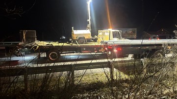 Guardrail goes up along Route 15 in Frederick, Maryland following tanker truck crash and explosion