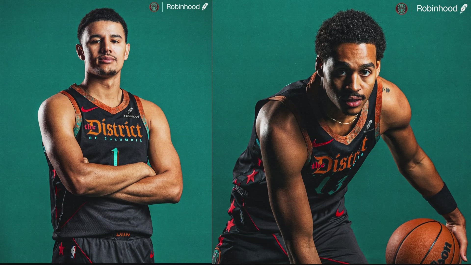 Here's a look at this year's black and grey uniform with copper, teal, and red accent colors. The colors represent pieces of DC history.