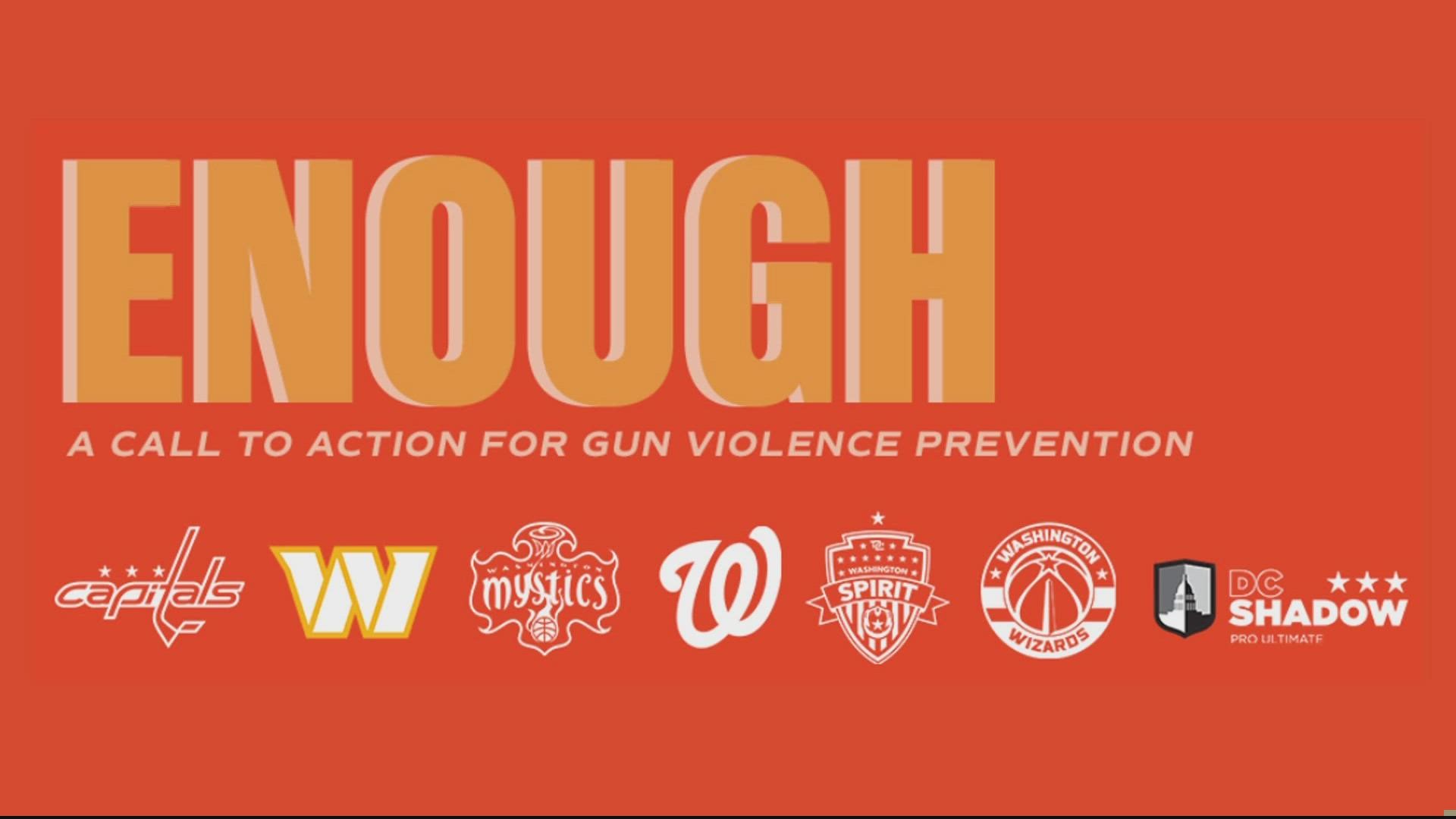 DC athletic teams are coming together to stand again gun violence. Some teams will be donating earnings from select sales and events to relieve gun violence.