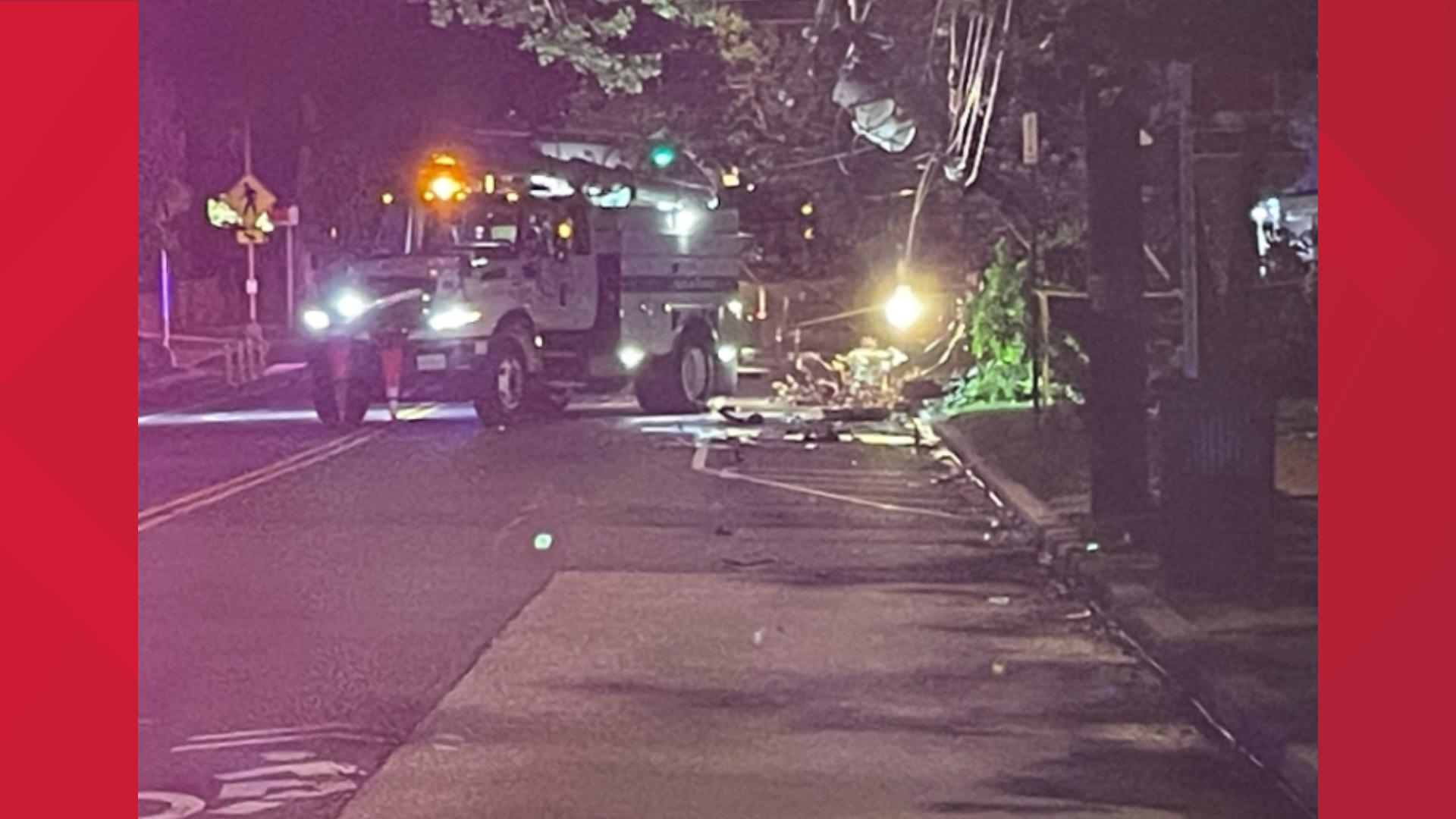3-Car crash along Sheriff Rd knocks down power utility pole | wusa9.com