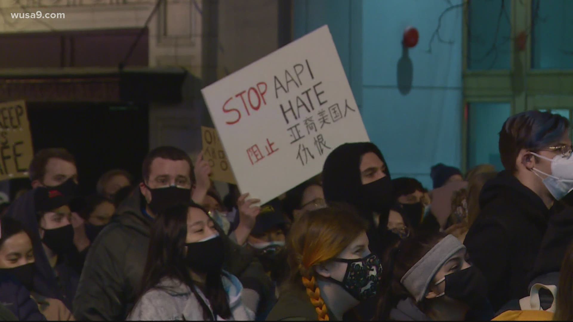 More than 100 people gathered on the streets of Northwest DC to call for an end to white supremacy and Asian American and Pacific Islander hate crimes