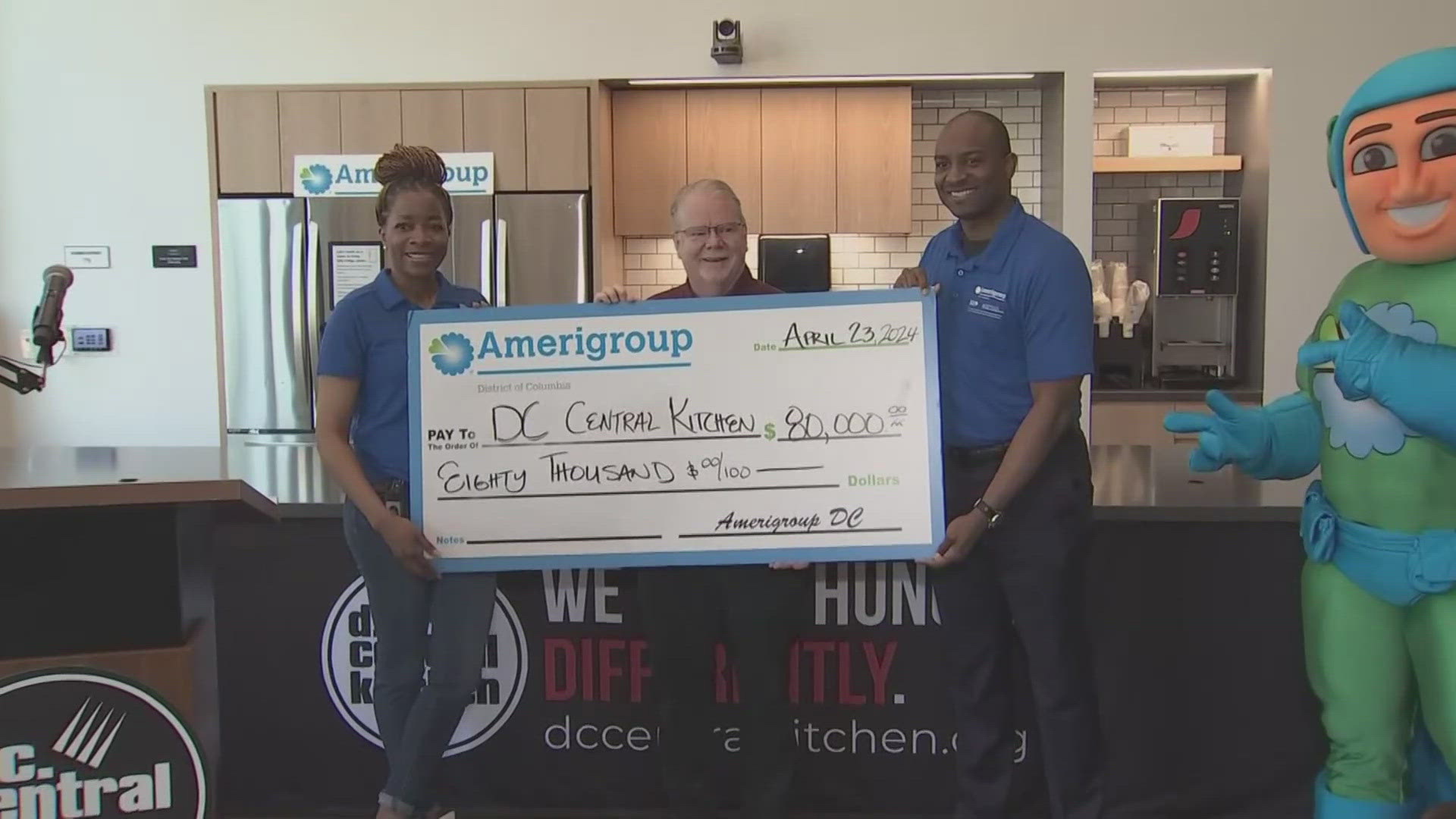 Amerigroup DC presented DC Central Kitchen with a check for $80,000.
The money will support the nonprofit's culinary job training program.