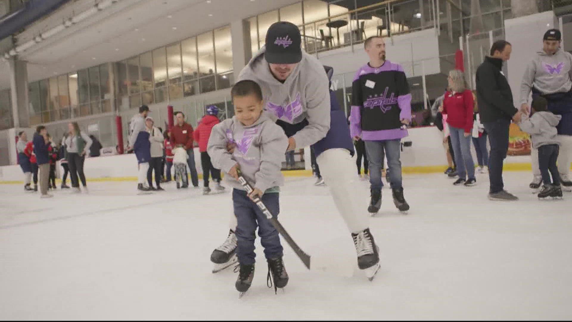 The Washington Capitals hosted a Hockey Fights Cancer skate with children and families from Leukemia & Lymphoma Society’s Mid-Atlantic Region, Make-A-Wish Mid-Atlant