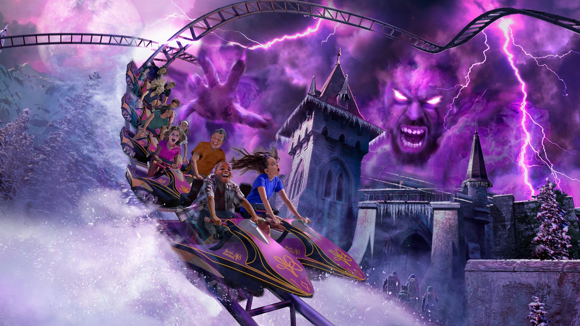 Escape the storm on the ALL-NEW DarKoaster™at Busch Gardens