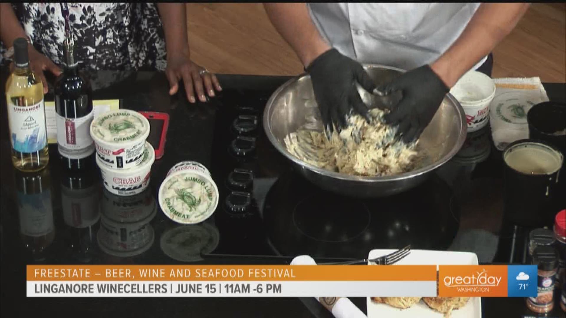Linganore Winecellars' Anthony Aellen shares information about the FreeState Festival on June 15th and one of the featured food vendors chef Antonios Minadakis with Jimmy’s Famous Seafood in Baltimore makes a delicious crab cake!