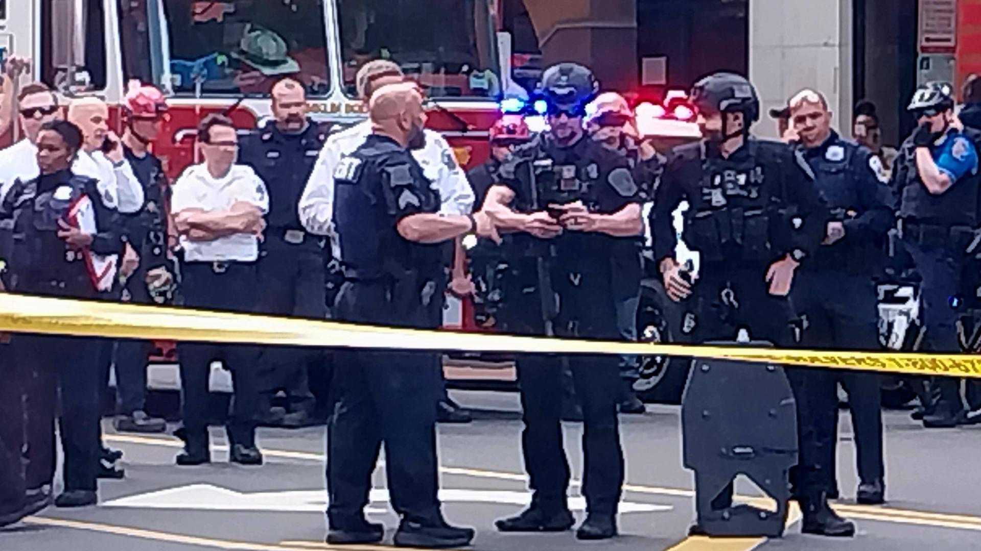 The barricade situation unfolded shortly before 3:15 p.m. along H Street, NW.
