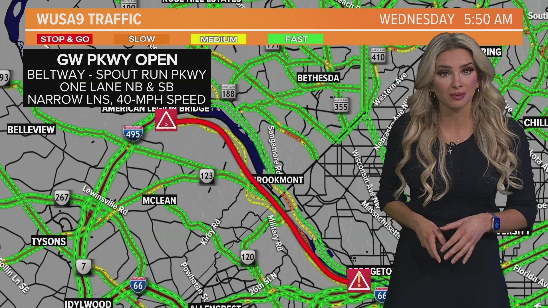 The northern section of the Parkway was closed for severe weather.