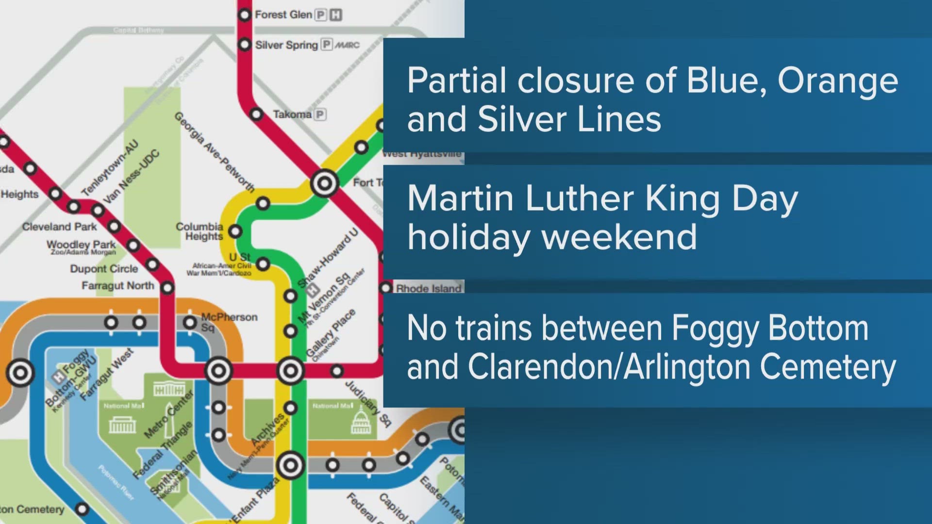 It will impact the Blue, Orange, and Silver Lines beginning on Friday, January 12.