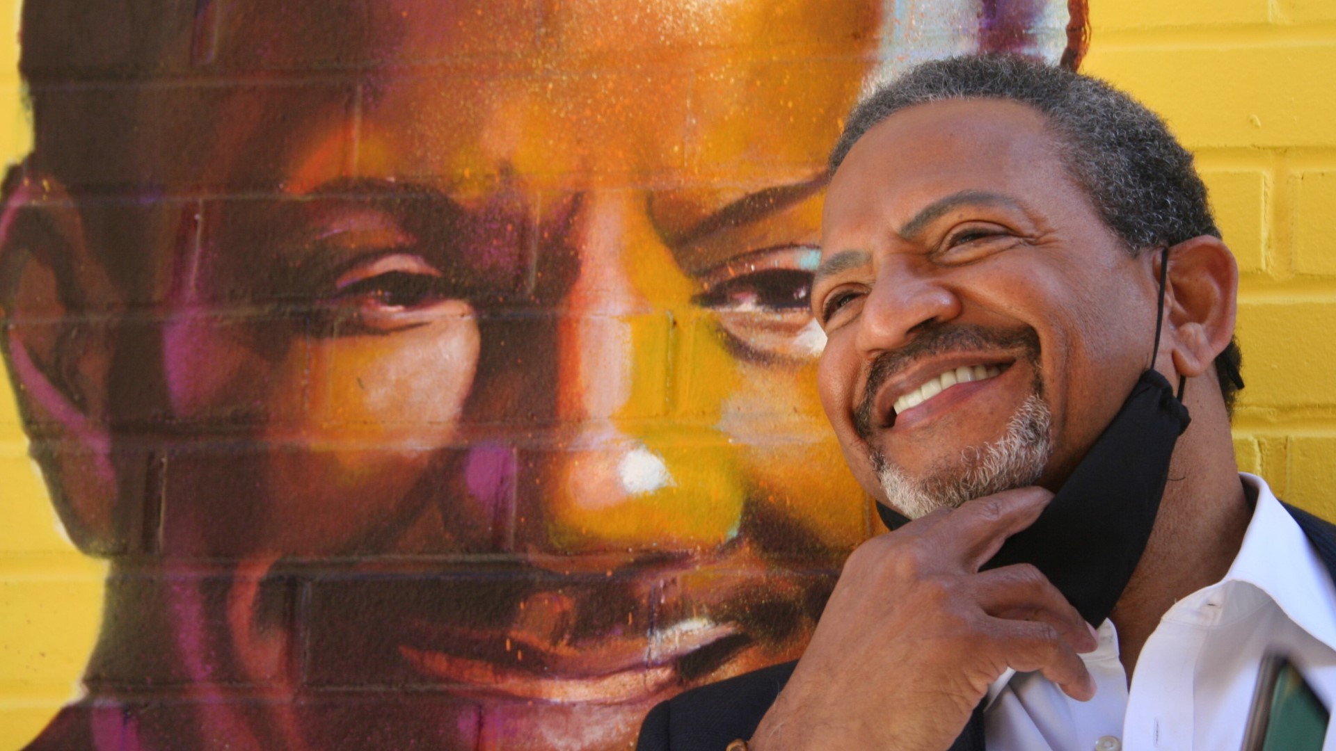 WUSA9's Bruce Johnson is honored with a spot on the mural outside of Ben's Chili Bowl in Washington, D.C.