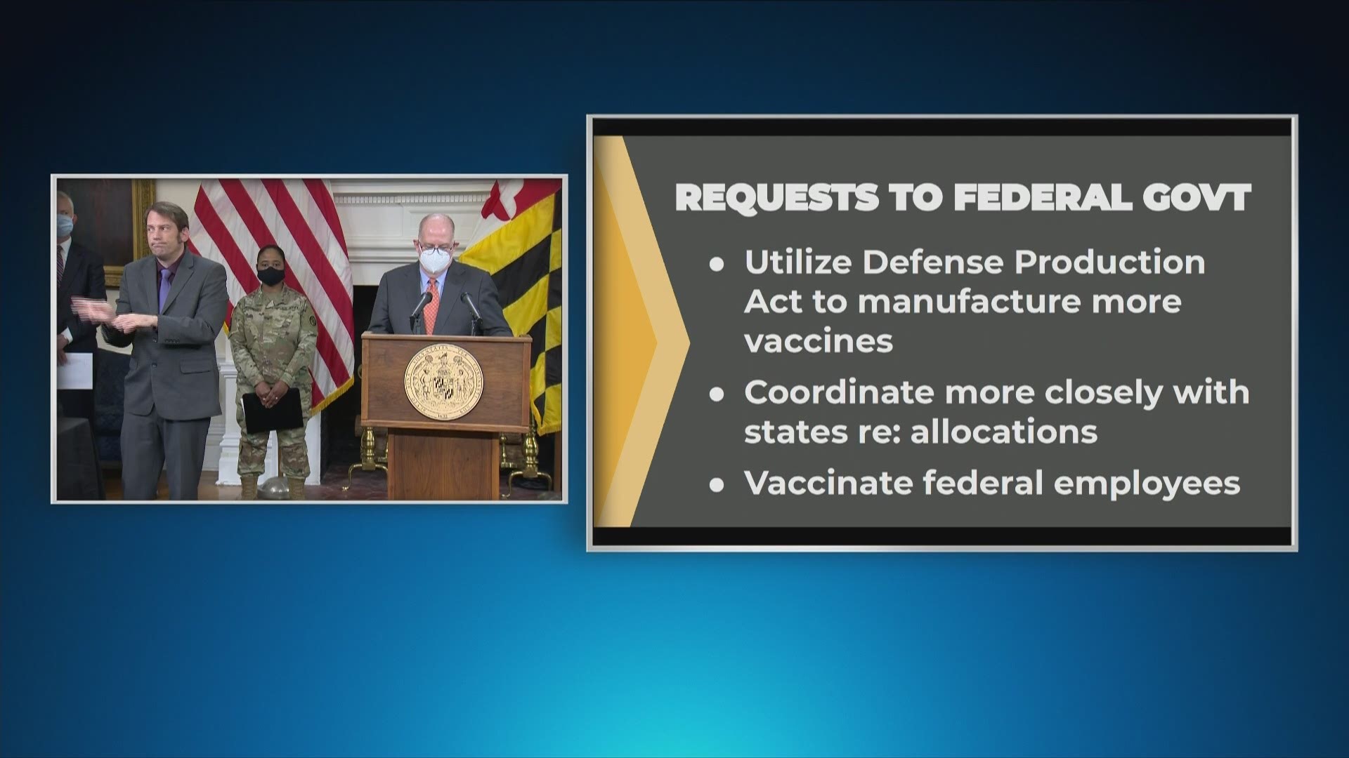 Maryland Gov. Larry Hogan expressed deep concern about the low amount of vaccines the state is getting.