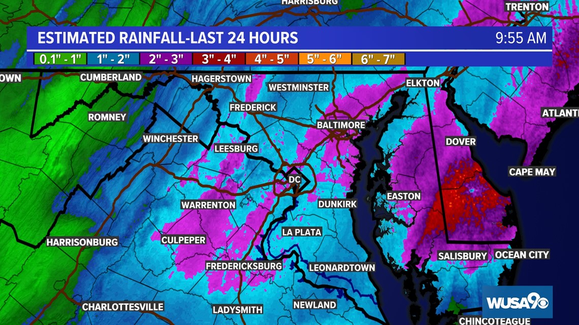 Here's how much rain hit the DMV Tuesday