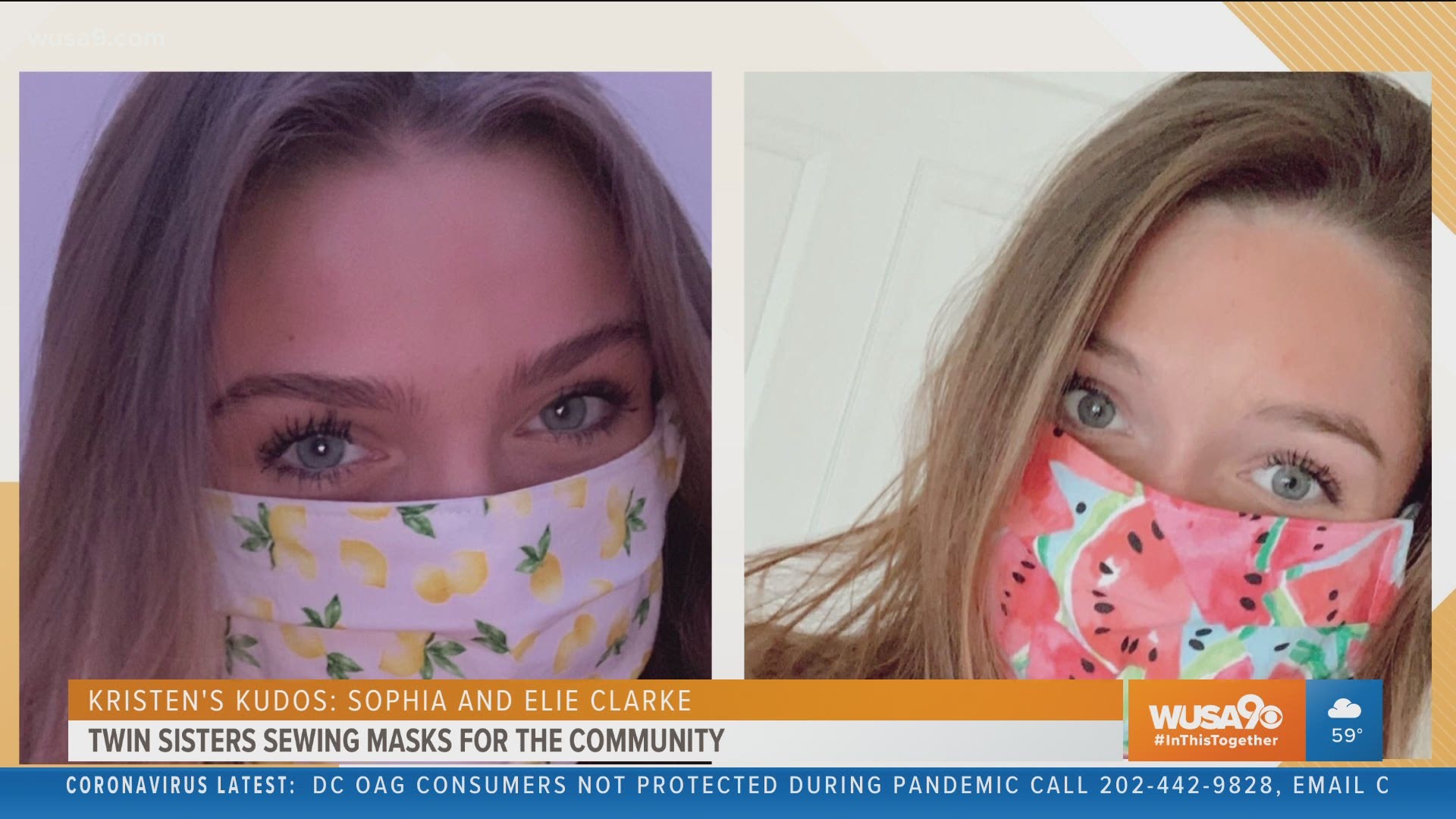 Kristen's Kudos goes to Sophia and Elie Clarke from Ashburn, VA are making  masks for people in need.