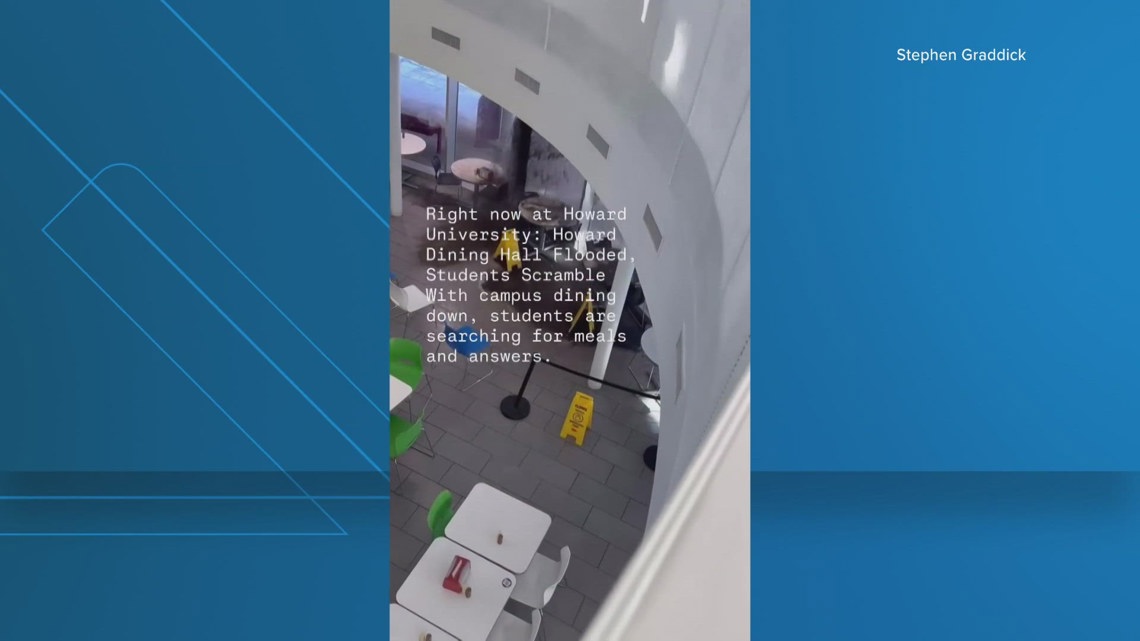 Viral video shows pipe burst at Howard University dining hall