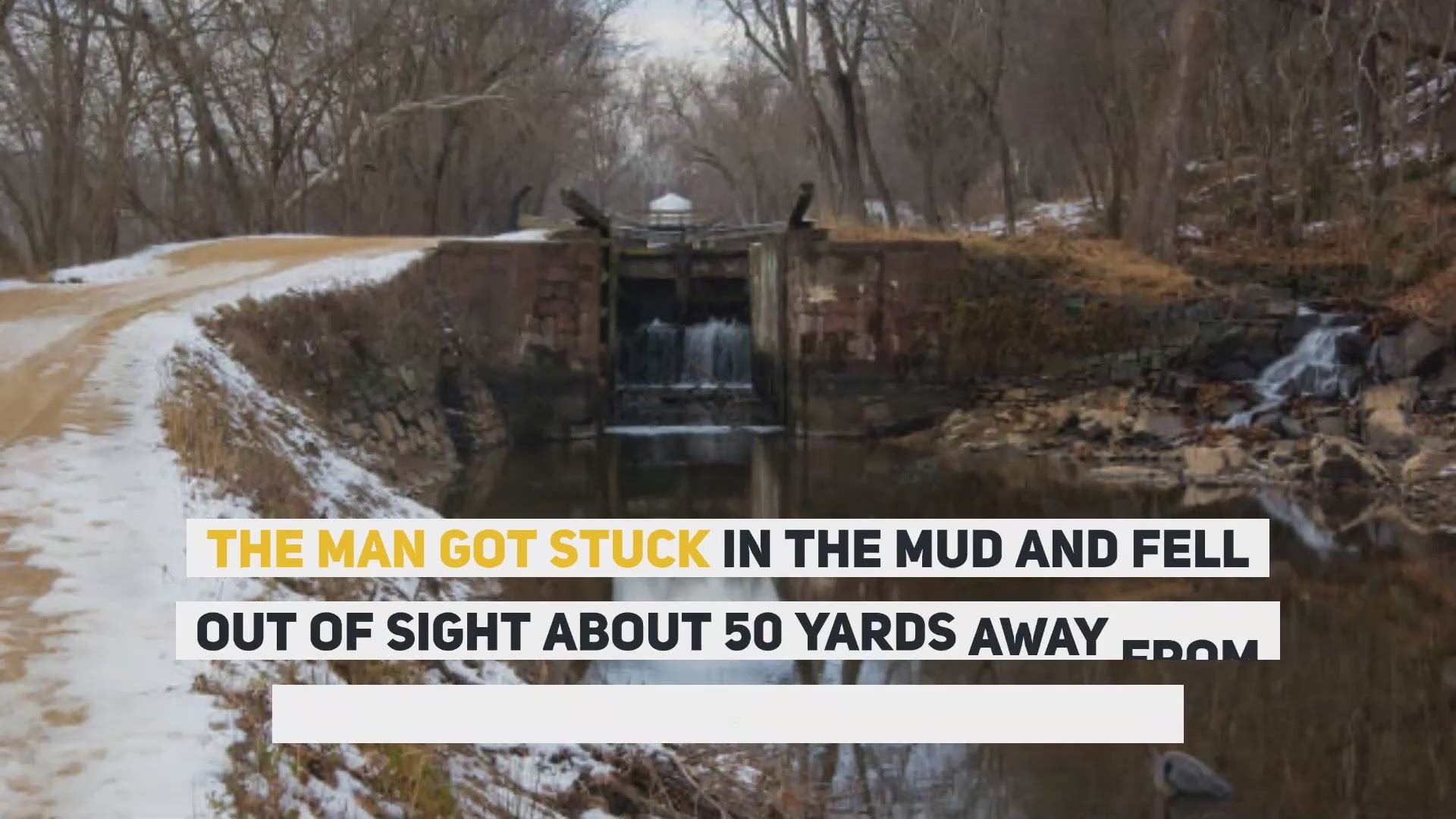 Two barking dogs helped save a man who was helplessly stuck in the mud near the Potomac River in Montgomery County, Md., rescuers said. The man got stuck in the mud and fell out of sight about 50 yards away from the Chesapeake and Ohio (C&O) Canal towpath.