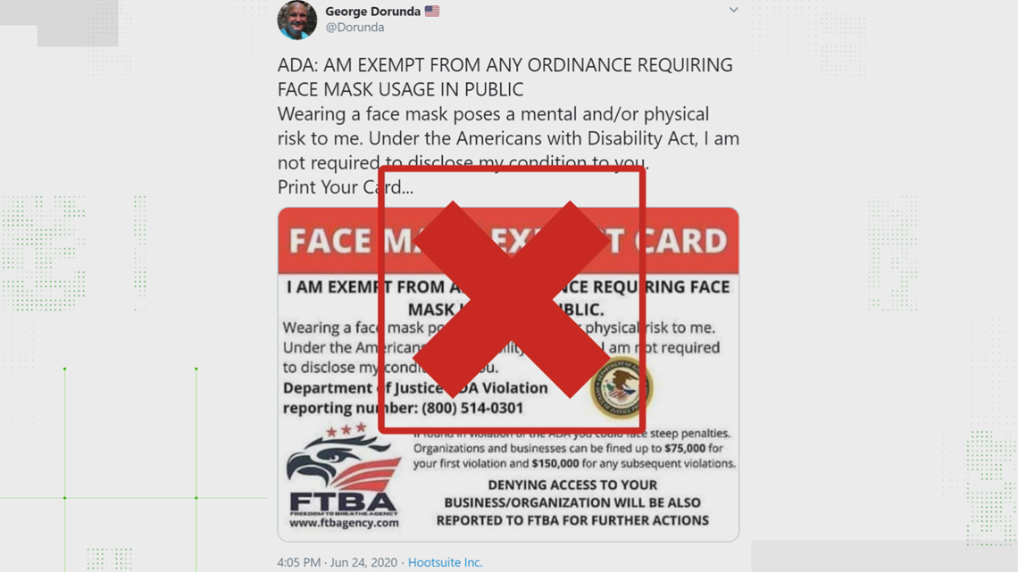 Face mask exempt cards circulating social media are not legit