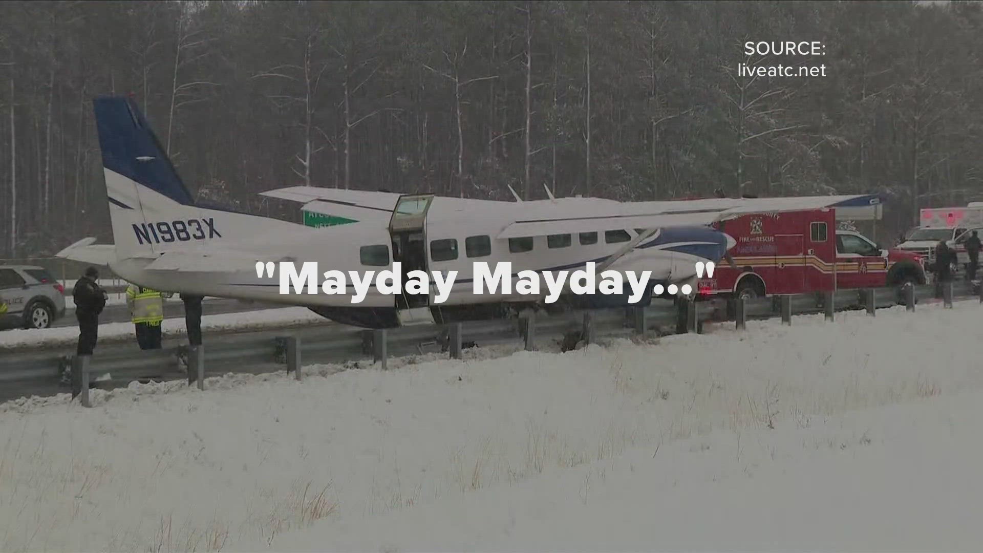 A small plane made a hard landing on the Loudoun County Parkway this afternoon. Five passengers and two crew were onboard when the plane landed.