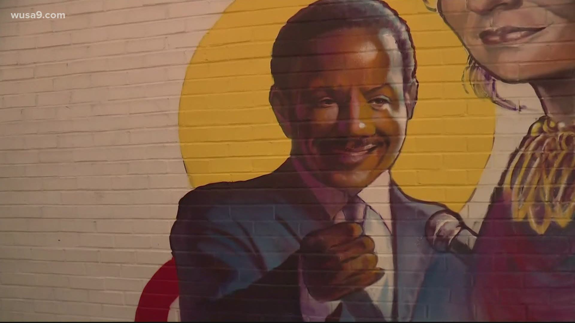 WUSA9's Bruce Johnson is honored with a spot on the mural outside of Ben's Chili Bowl in D.C.
