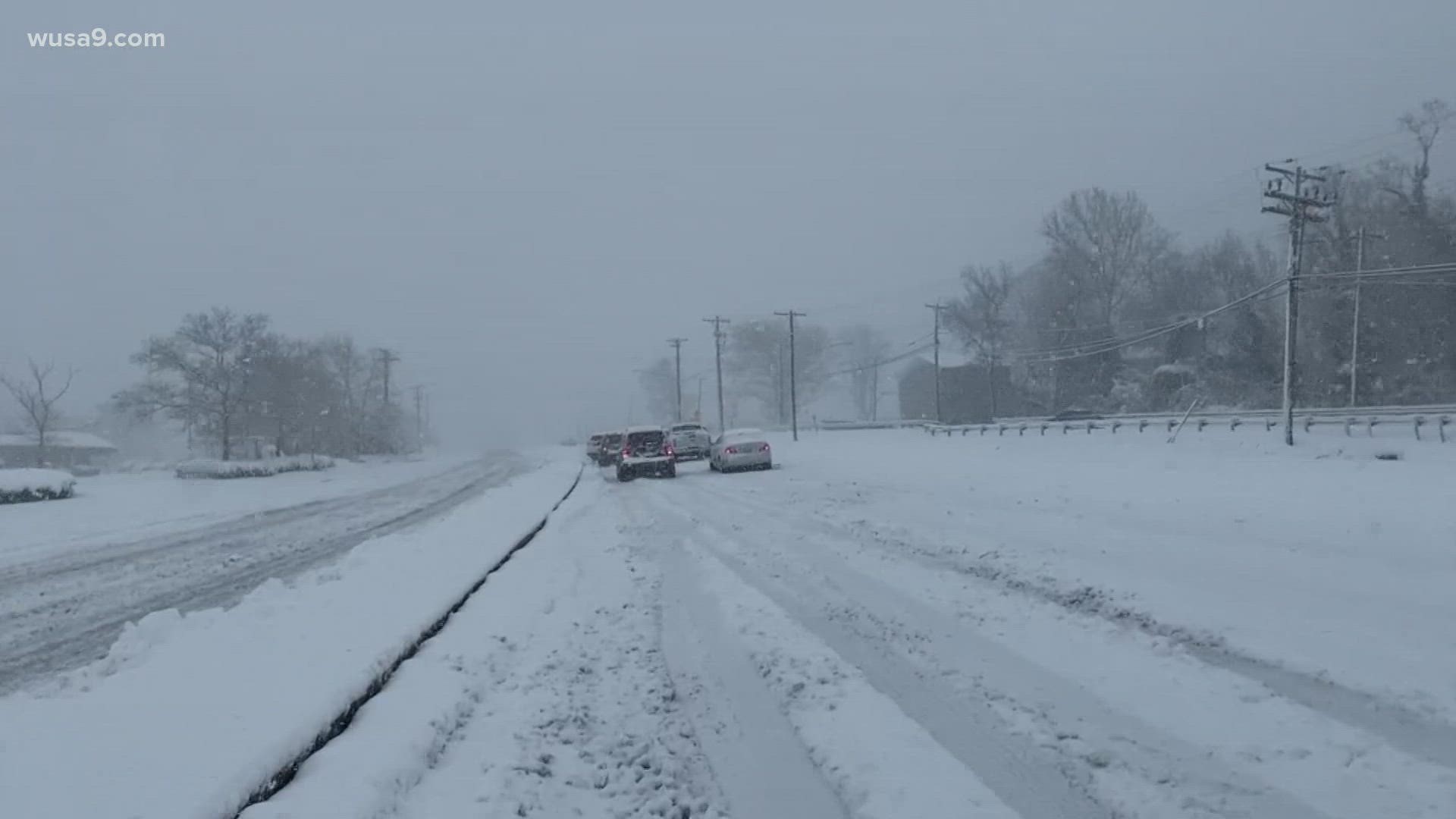 Monday's snow storm left many drivers stranded on the roads in Maryland.