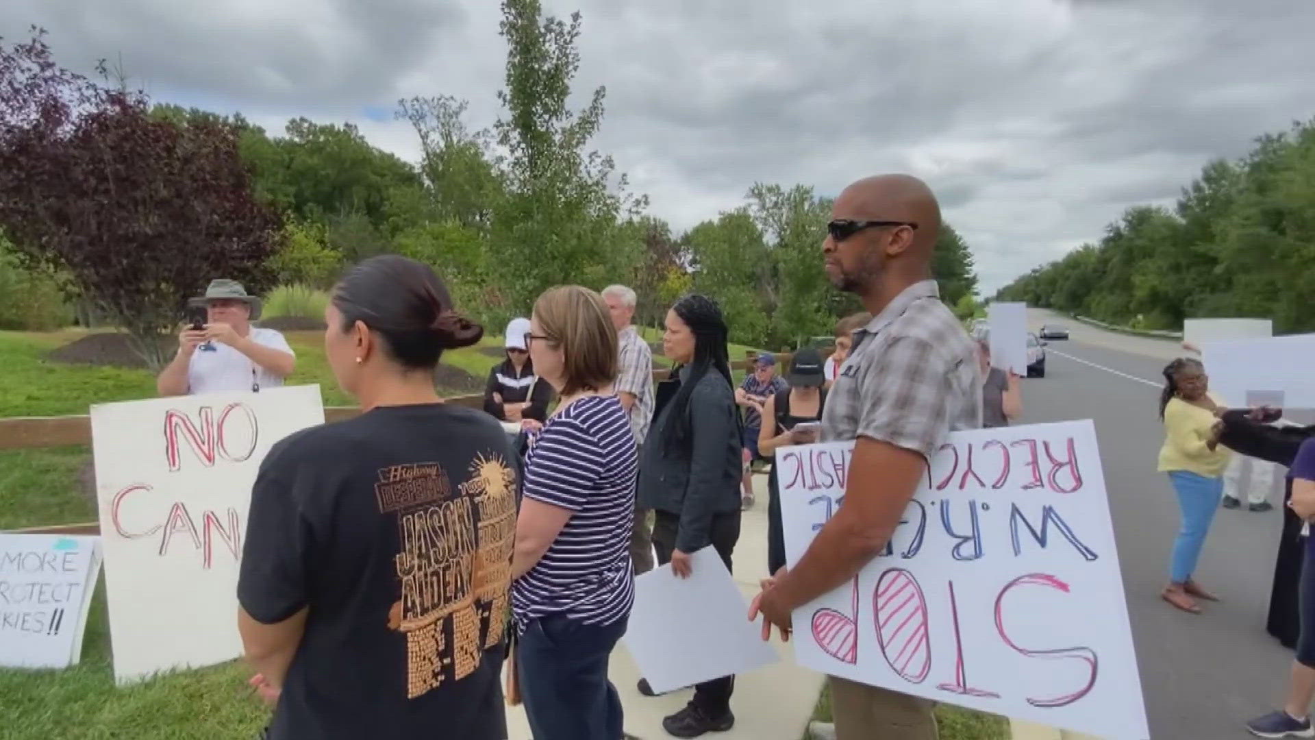 Protestors concerned about their health are resisting a big chemical company's plans to build a plastic recycling research lab in their backyard.