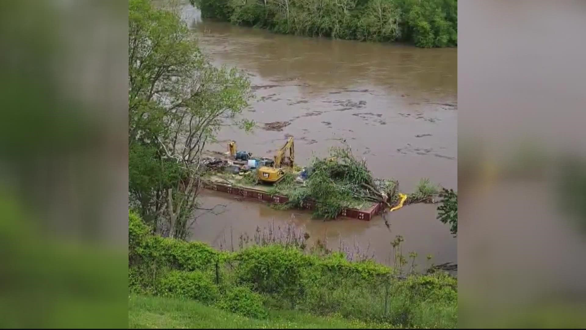 This was the second barge to break loose since Saturday and it floated down the river toward Harpers Ferry.