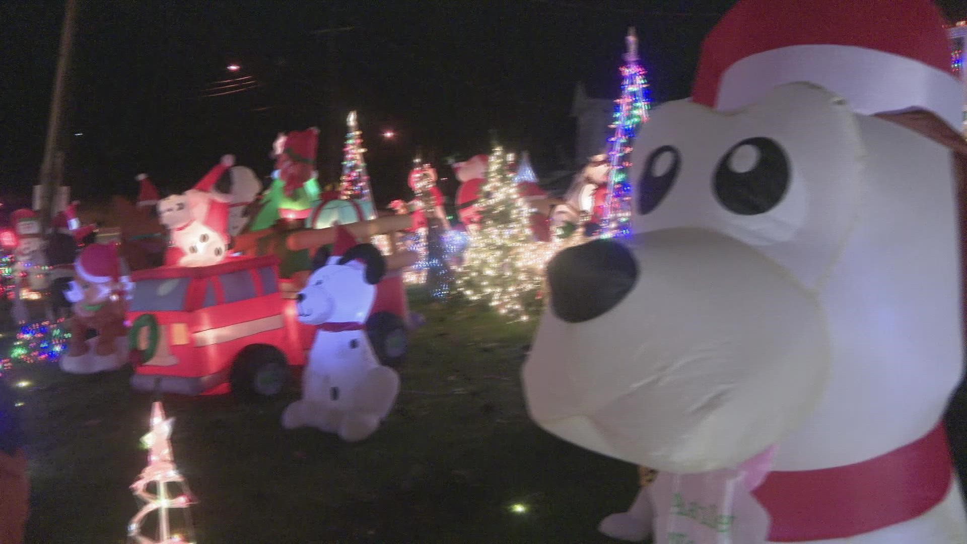 The Eaton family sets up an amazing display of Christmas lights every year outside their Prince George's Co. home.