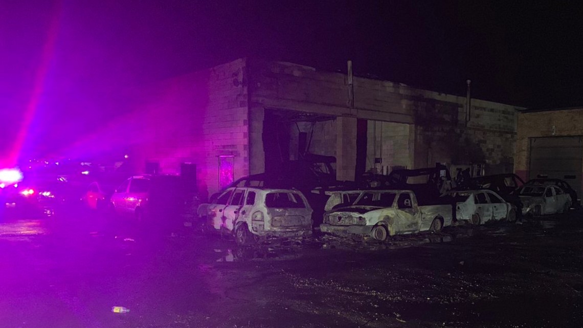 Fire rips through auto shop in Beltsville