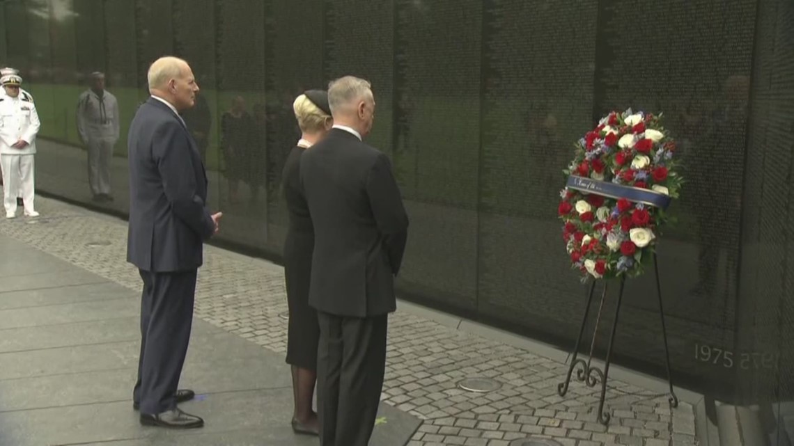 Cindy McCain lays wreath at Vietnam Veterans Memorial 