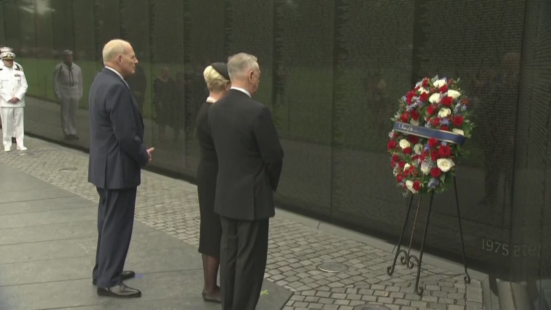 To honor her late husband and service members, Mrs. McCain left a wreath at the memorial.
