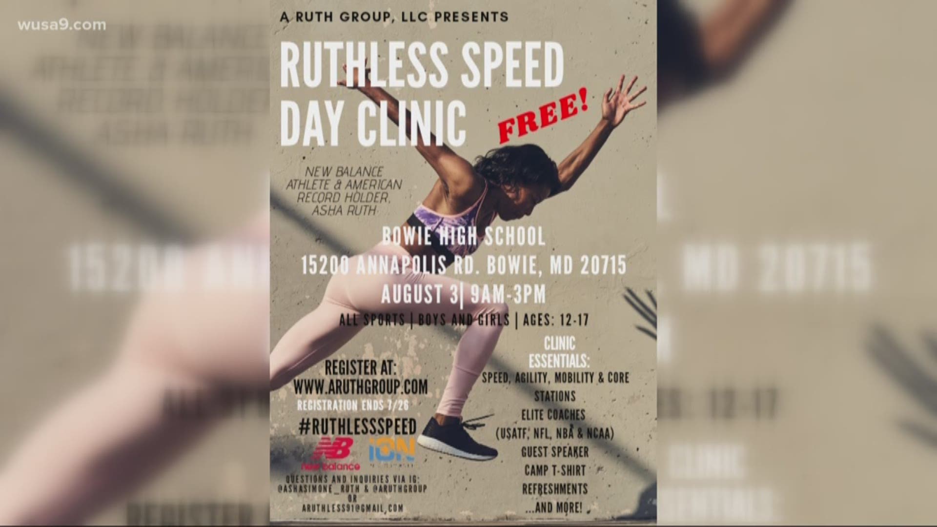 Asha Ruth, a Bowie High graduate is an American record holder. She's passionate about helping younger athletes pursue their dreams. Later this summer, she'll be hosting her inaugural "Ruthless Speed Day Clinic," in Bowie.