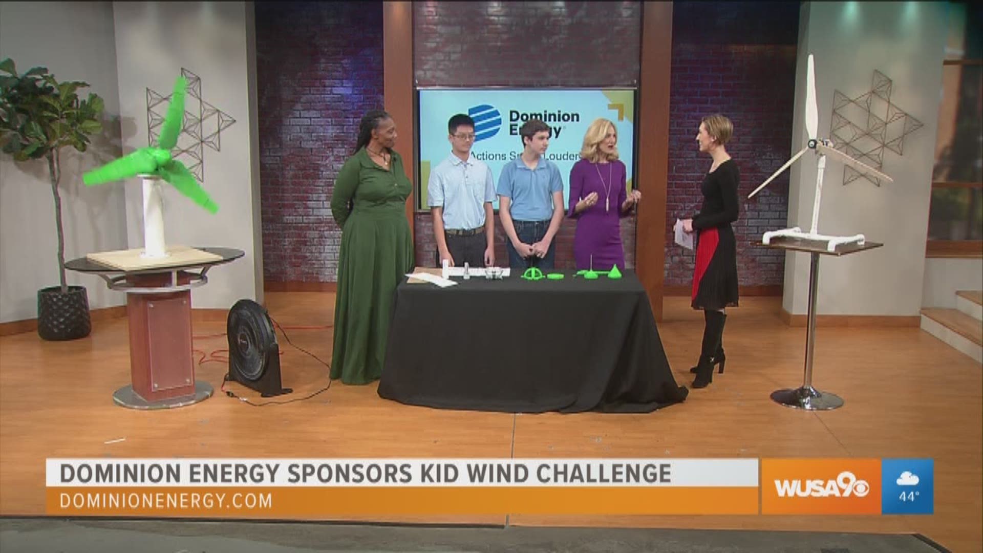 Students from Fairfax County's Glasgow Middle School showcase their winning projects in the KidWind Challenge. Segment sponsored by Dominion Energy.