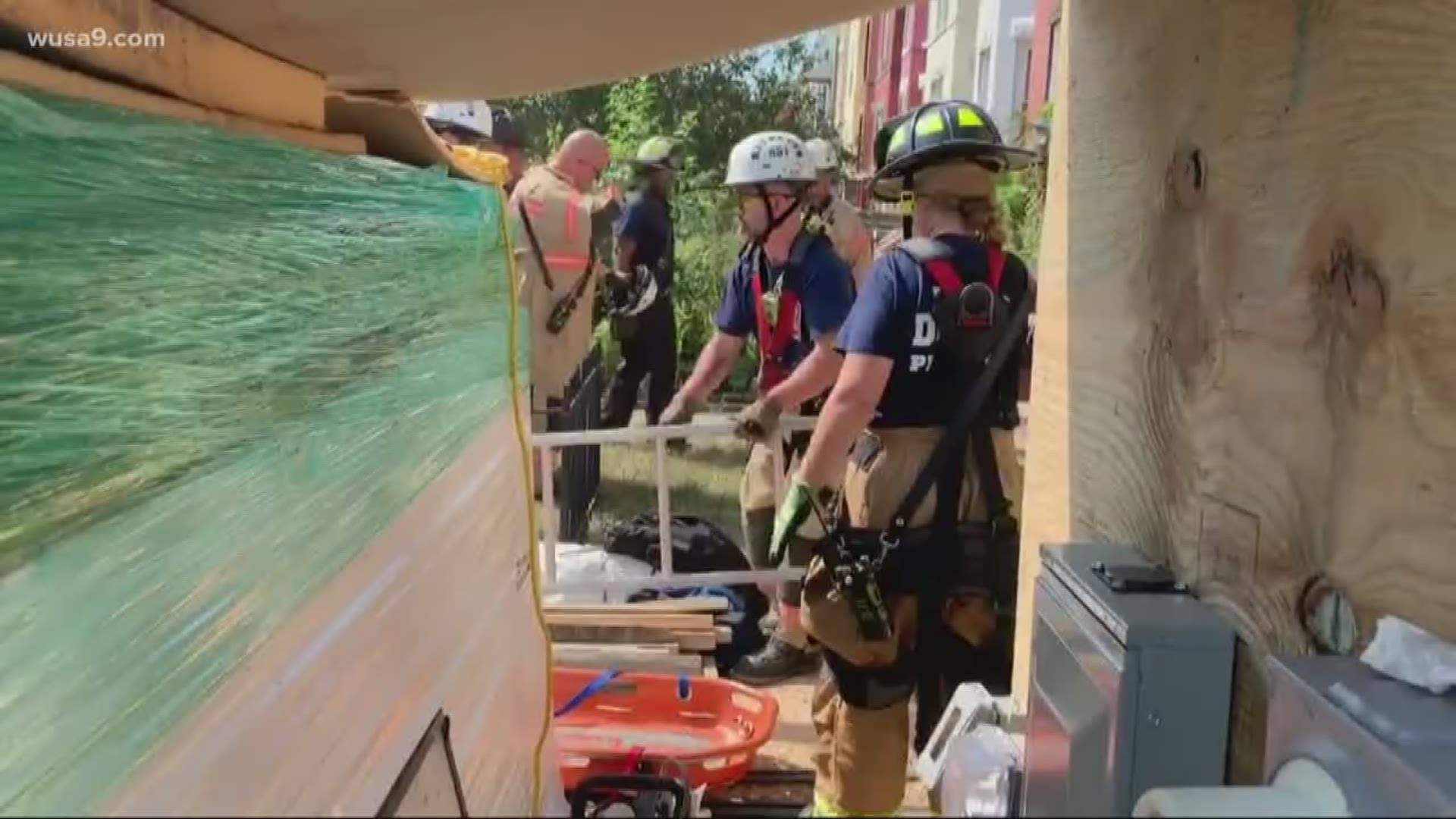 A worker's leg was trapped in a trench in the 3500 of 11th street, Northwest. Crews with the D.C. fire department were called to the scene and shored up the trench for the rescue operation. It took them about an hour to free him.